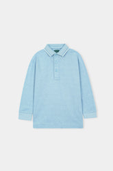 Classic Cotton Long Sleeve Polo – Sky Blue