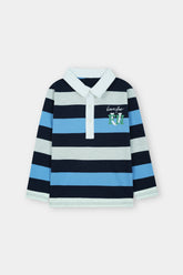Here for Fun Striped Polo Tee