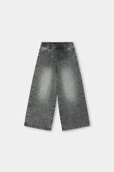 Faded Grey Wide-Leg Denim Jeans for Girls