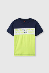 Boys Color Block Printed Cotton T Shirt