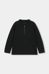 Classic Black Half-Zip Polo Sweatshirt