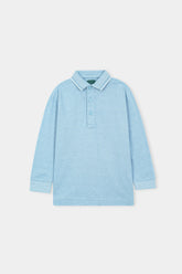 Classic Cotton Long Sleeve Polo – Sky Blue