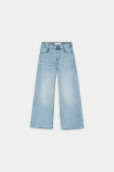 Soft Blue Wide-Leg Stretch Denim Jeans for Girls
