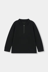 Classic Black Half-Zip Polo Sweatshirt