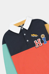 Colorblock ‘Hi’ Polo Tee with Fun Patches