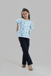 All Over Print Frilled Top