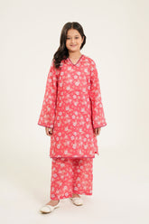 Floral Bliss Pink Printed Suit for Girls