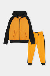 Boys Bold Orange & Black Zip-Up Hoodie Set