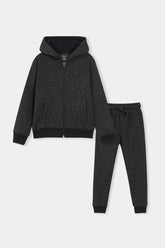 Black Leopard Print Hoodie & Jogger Set