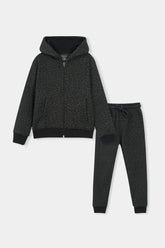 Boys Black Leopard Print Hoodie & Jogger Set