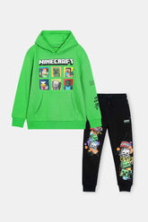 Minecraft 2-Piece Hoodie & Jogger Set for Kids – Green Hoodie with Black Joggers