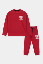 Good Things Are Coming: Cozy Red Sweatshirt and Jogger Set