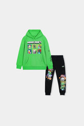 Minecraft 2-Piece Hoodie & Jogger Set for Kids – Green Hoodie with Black Joggers