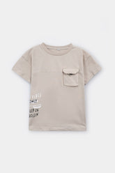 Boys Flip Pocket Printed Cotton T-Shirt