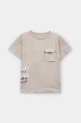 Boys Flip Pocket Printed Cotton T-Shirt