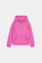 Bright Pink Full-Zip Hoodie with Kangaroo Pockets