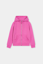 Bright Pink Full-Zip Hoodie with Kangaroo Pockets