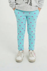 Girls Soft Cotton All over Heart Printes Lycra Tight