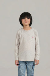 Casual Cotton-Blend Long Sleeve T-Shirt – Light Grey