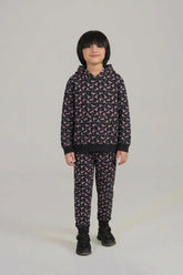 Boys Unicorn Print Hoodie & Joggers Set – Black & Pink
