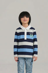 Here for Fun Striped Polo Tee