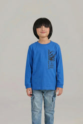 Electric Blue Long Sleeve Tee with “UNLMTD Worldwide” Graphic Print