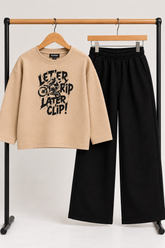Beige Let’er Rip Fleece Co-Ord Set for Boys