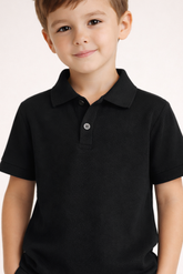 Kids Black Classic Polo Shirt Comfortable Casual Wear