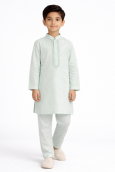 Boys Mint Embroidered Kurta Pajama Set