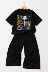 Black Disorder Graphic Drop-Shoulder Co-Ord Set