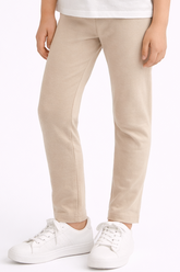 Kids Beige Straight-Cut Cotton Tights