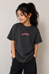 Labubu Graphic Tee – Washed Black
