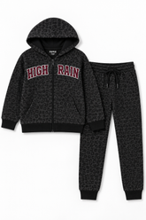 Kids Black Fleece Winter Tracksuit – Higher Than Print