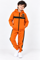 Black & Orange Stripe Kids Tracksuit