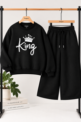 Kids King Black Fleece Sweatshirt & Trouser Set