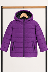 Title: Kids Purple Hooded Puffer Jacket