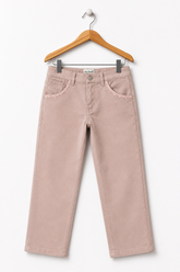 Girls Dusty Pink Cotton Pants with Lace Pocket