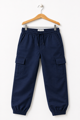 Kids Navy Blue Cargo Jogger Trouser