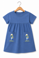 Girls Sky Blue Smurfs Pocket Dress