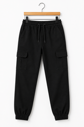Kids Black Cargo Jogger Trouser