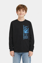 Electric Black Long Sleeve Tee with “UNLMTD Worldwide” Graphic Print