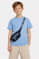 Kids Blue Cotton T-Shirt with Cool Edition Strap Design