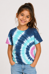 Girls Tie & Dye Round Neck Soft Cotton T-Shirt