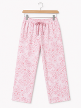 Girls Pink Floral Cotton Pants with Elastic Waist