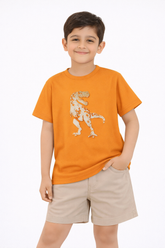 Kids Soft Cotton Embosed Dino T Shirt