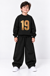 Kids Lamine Yamal 19 Black Fleece Sweatshirt & Trouser Set