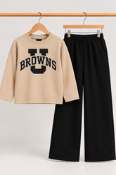 Beige BROWNS Fleece Co-Ord Set for Boys