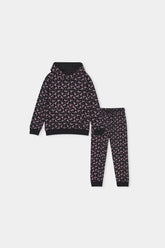 Boys Unicorn Print Hoodie & Joggers Set – Black & Pink