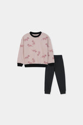 Unisex Cozy Jungle Vibes Kids' Set – Pink Tiger Print & Black Joggers