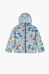 Kids Monster Truck Print Puffer Jacket